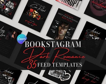 Bookstagram-mallar – Mörk romantik-flödespaket | Kryddiga Canva Instagram-inlägg