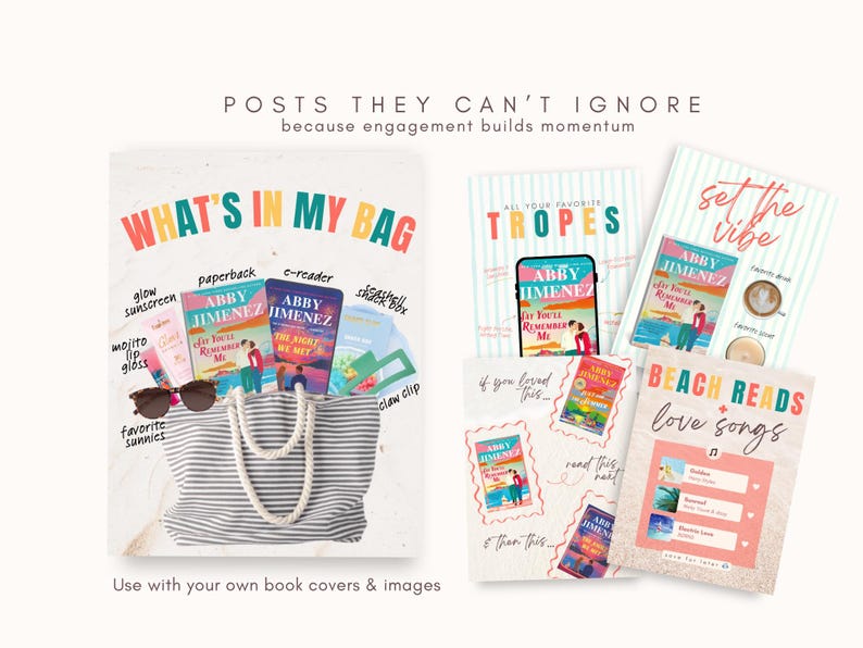 Mallar för Canva-författare med sommarromaner, lanseringskit för Bookstagram, mallar för Instagram bild 5