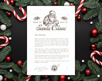 Gepersonaliseerde kerstmanbriefsjabloon • Vintage noordpoolontwerp (digitale download)