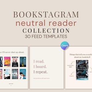 Bookstagram Neutral Canva Templates | 30 Reader Feed Designs (Digital Download)