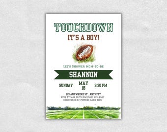 Football Baby Shower Invitation, Touchdown It’s a Boy, Editable Printable Invite with Matching Insert Cards