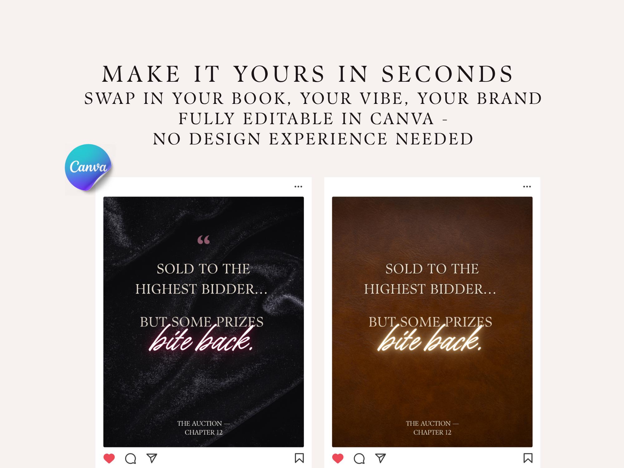 Dark Romance Author Launch Kit Canva Bookstagram Templates Preorder ...