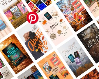 May include: A collage of book covers, autumn-themed illustrations, and text overlays featuring titles like The Witch, The Dead Romantics, and Autumn Essentials. The composition includes various literary imagery, seasonal motifs, and Pinterest branding.