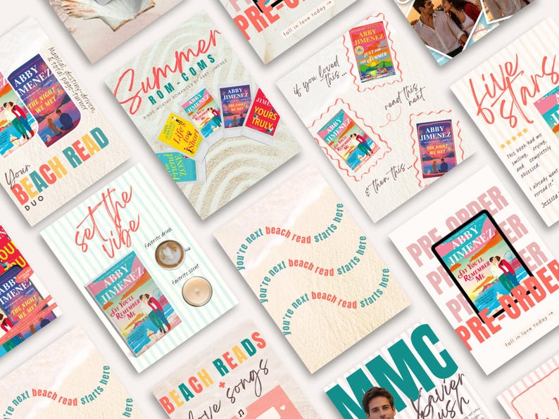 Mallar för Canva-författare med sommarromaner, lanseringskit för Bookstagram, mallar för Instagram bild 1