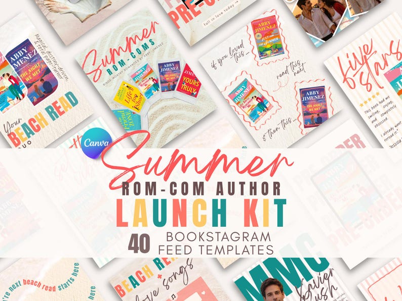 Mallar för Canva-författare med sommarromaner, lanseringskit för Bookstagram, mallar för Instagram bild 2