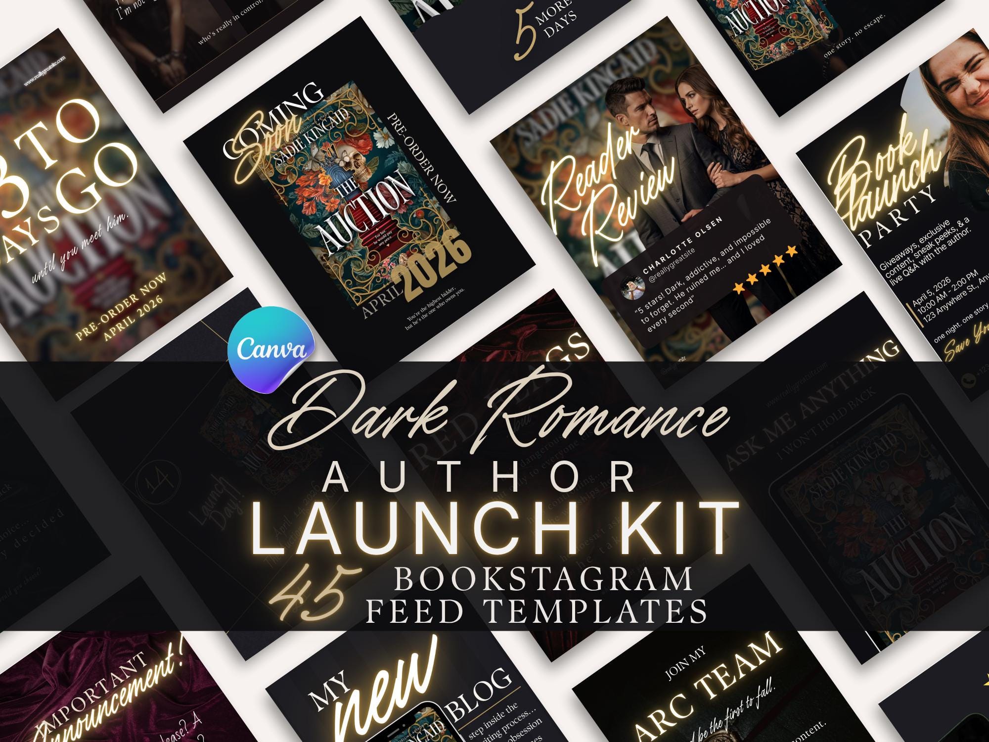 Dark Romance Author Launch Kit Canva Bookstagram Templates Preorder ...