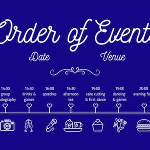 Wedding Timeline Sign - Customisable Theme and Design - Digital Download