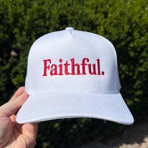 Faithful Embroidered Hat | Vintage Style Football Trucker | San Francisco Red | Big Third Down