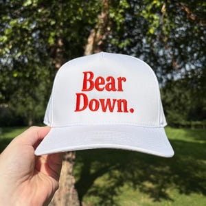 Bear Down Embroidered Hat | Vintage Style Football Trucker | Chicago Orange | Big Third Down