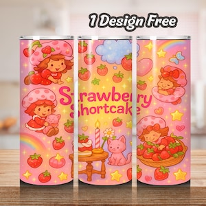 Strawberry Cartoon 20oz Tumbler Wrap: Sublimation PNG (Digital Download)
