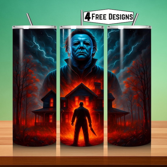 Halloween Horror Movie Tumbler Design: 20oz Skinny Sublimation PNG Digital Download