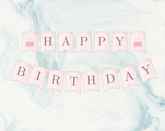 Pink Coquette Birthday Banner: Bow Party Decor (Digital Download)