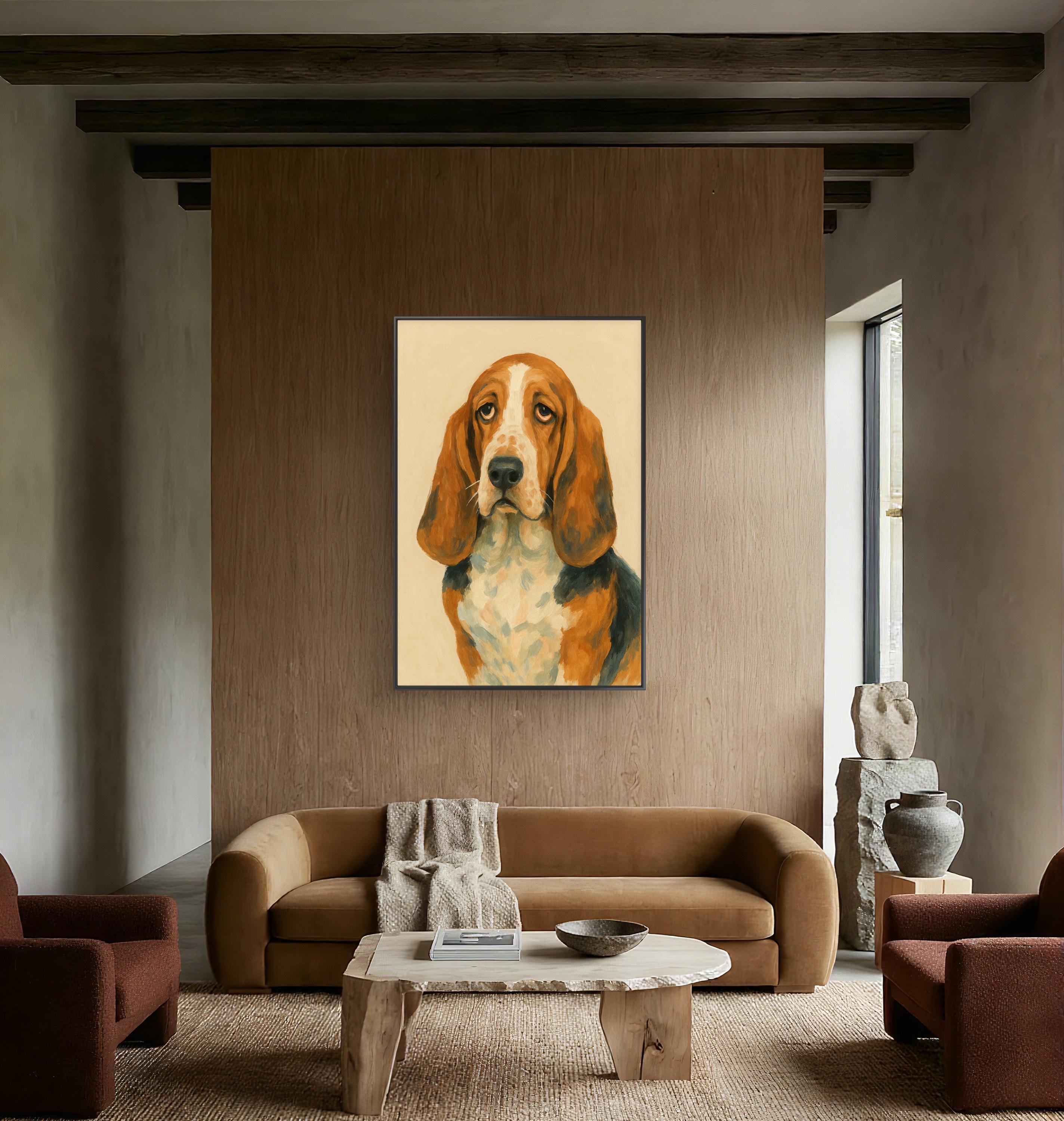 額入りバセットハウンドキャンバスアート、犬好きへのギフト - Etsy 日本