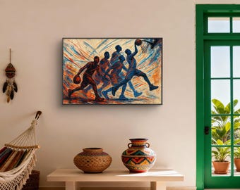 Basketball Players Motion Artwork Canvas