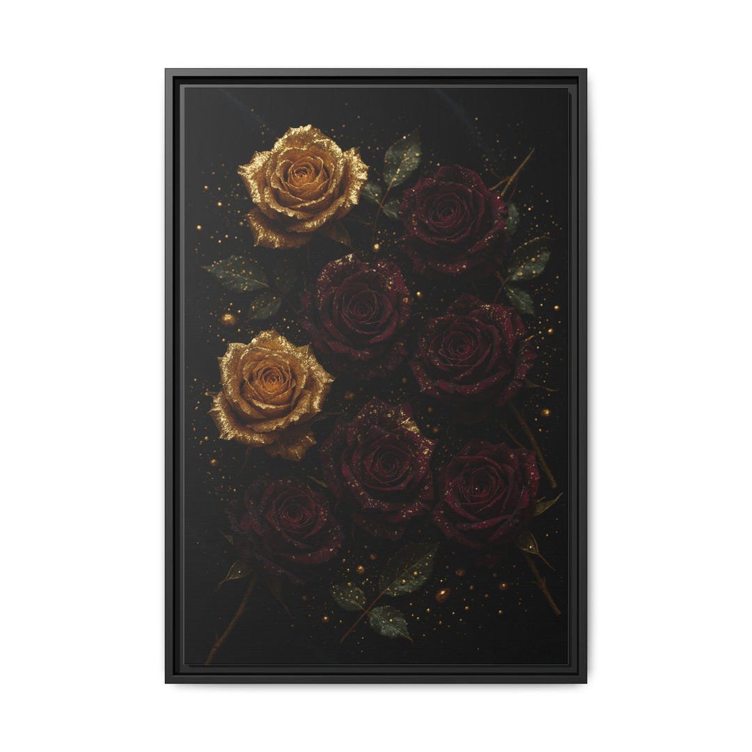 Golden Rose Canvas Art: Elegant Floral Framed Print - Etsy