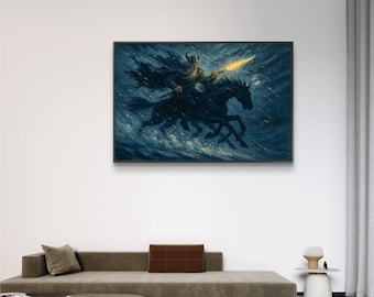 Odin and Sleipnir Matte Canvas Framed