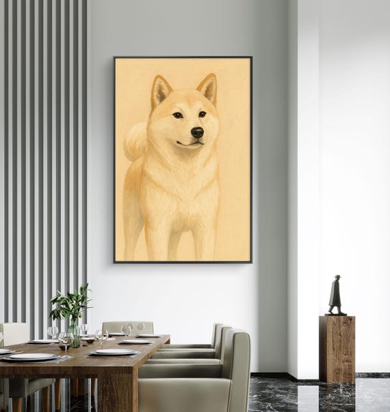 額入り秋田犬アートプリント – 犬のインテリア - Etsy 日本