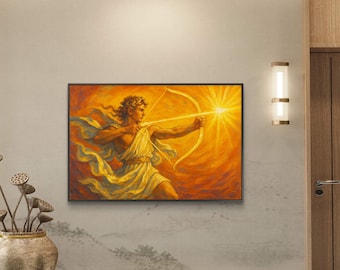 Apollo God Artwork Matte Canvas Framed | Multi-Color Mythology Wall Art