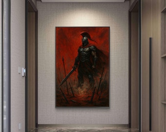 Lienzo mate enmarcado del dios Ares / Arte de pared mitológico