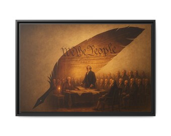 Arte en lienzo de la Constitución de los Padres Fundadores: Decoración patriótica de la historia estadounidense