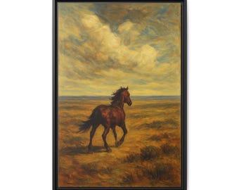 Lienzo con marco de caballo: decoración rústica de pared ecuestre