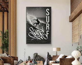 Surfing Canvas Art Print, Coastal Home Decor, Beach House Wall Art