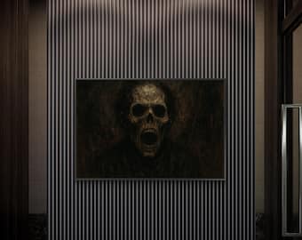 Screaming Skull mat canvas ingelijst | Donkere horror muurkunst