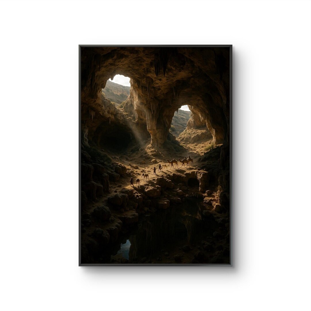 Majestic Cave Landscape Art Print: Framed Nature Canvas Wall Decor - Etsy