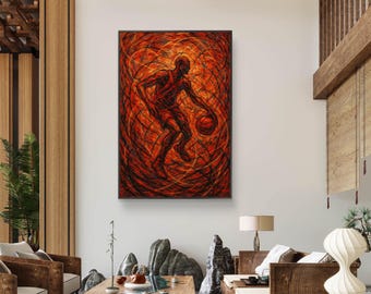 Basketball Player Abstract Art Matte Canvas Framed | Sports Wall Art