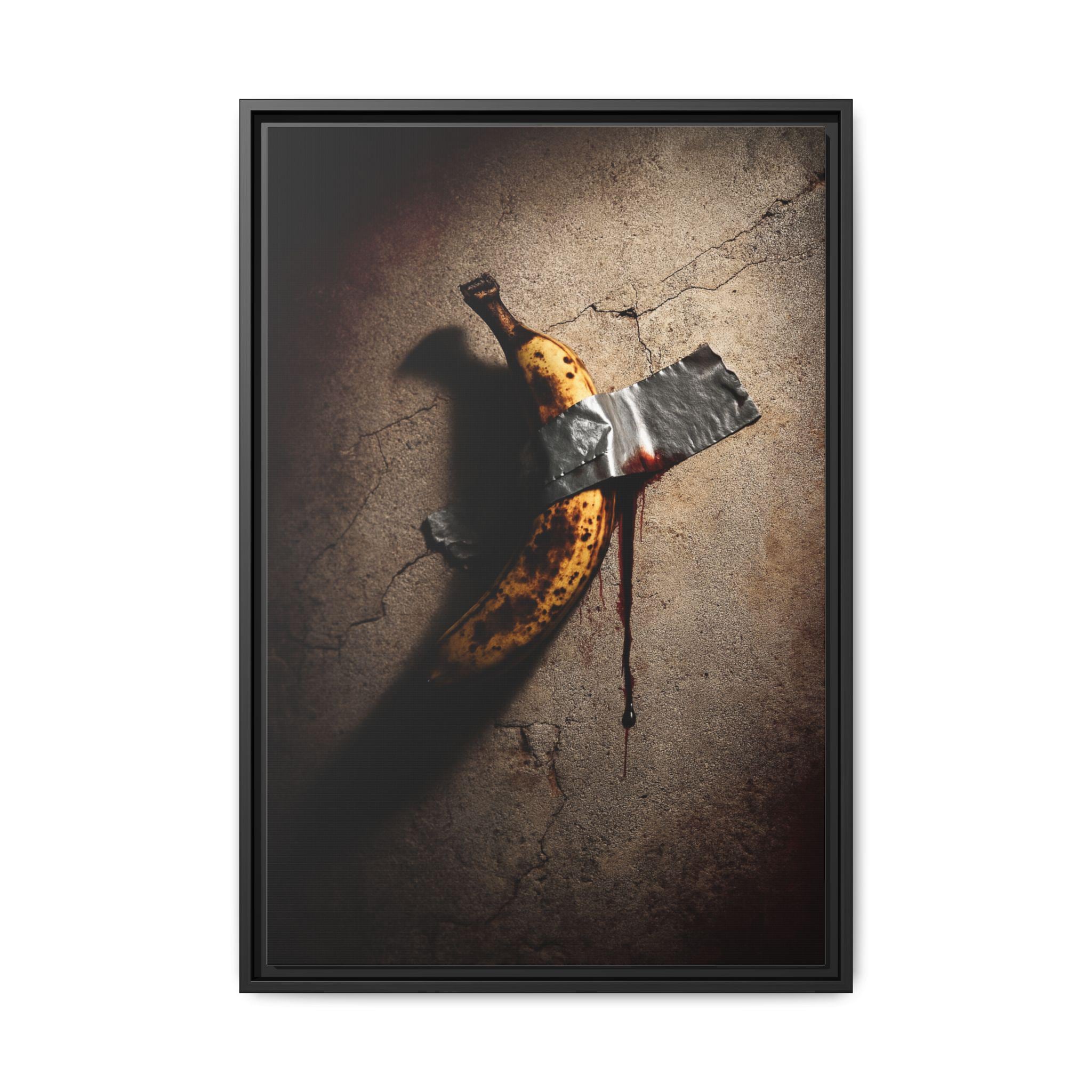 Duct-taped Banana Wall Art Matte Canvas, Framed | Surreal Dark