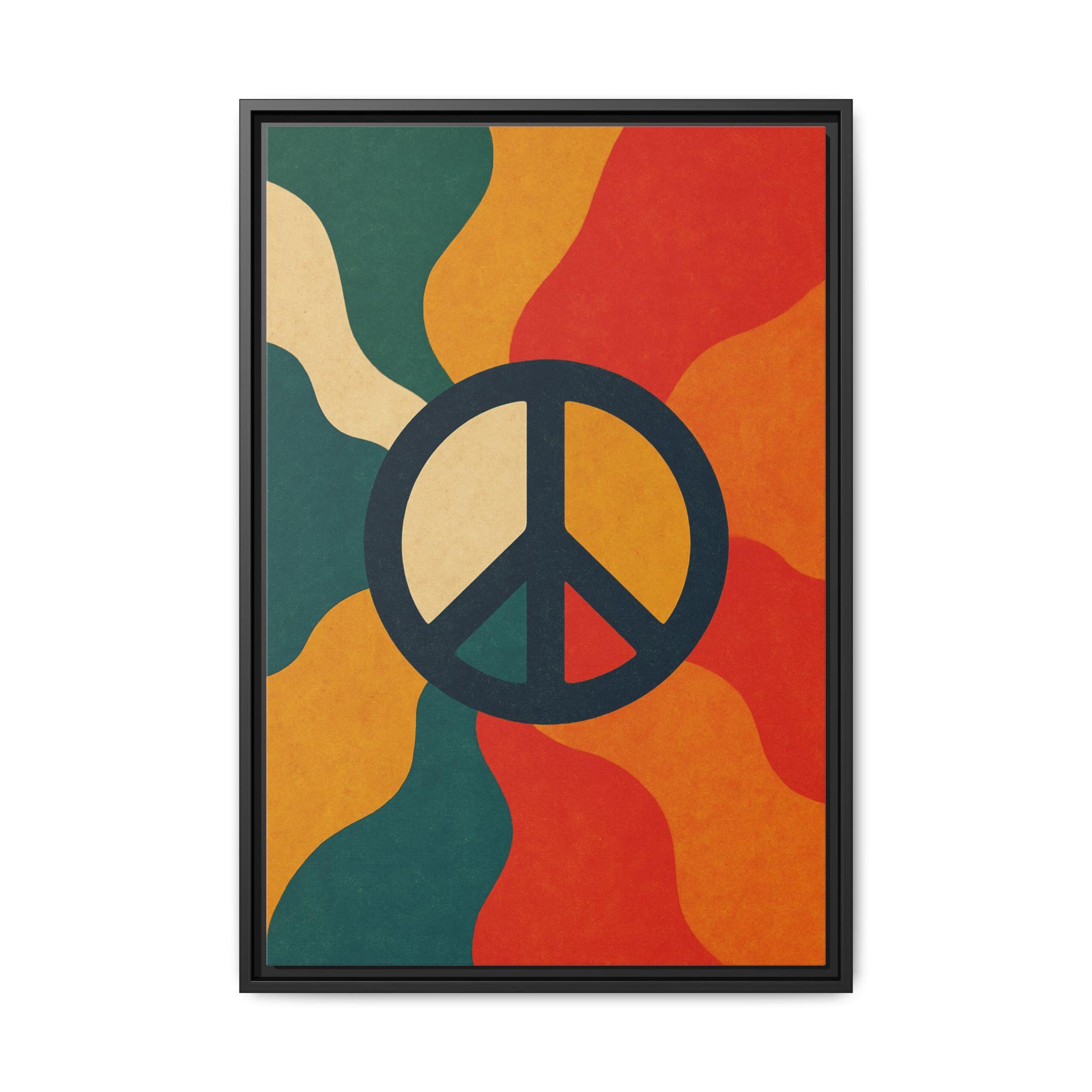 Peace Sign Framed Canvas: Retro 60s Boho Wall Art - Etsy