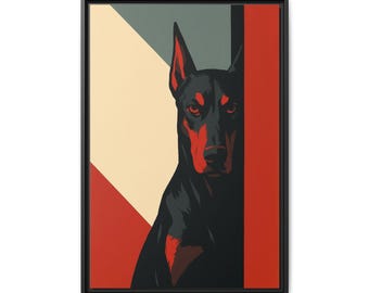 Framed Doberman Art Print, Modern Dog Lover Gift