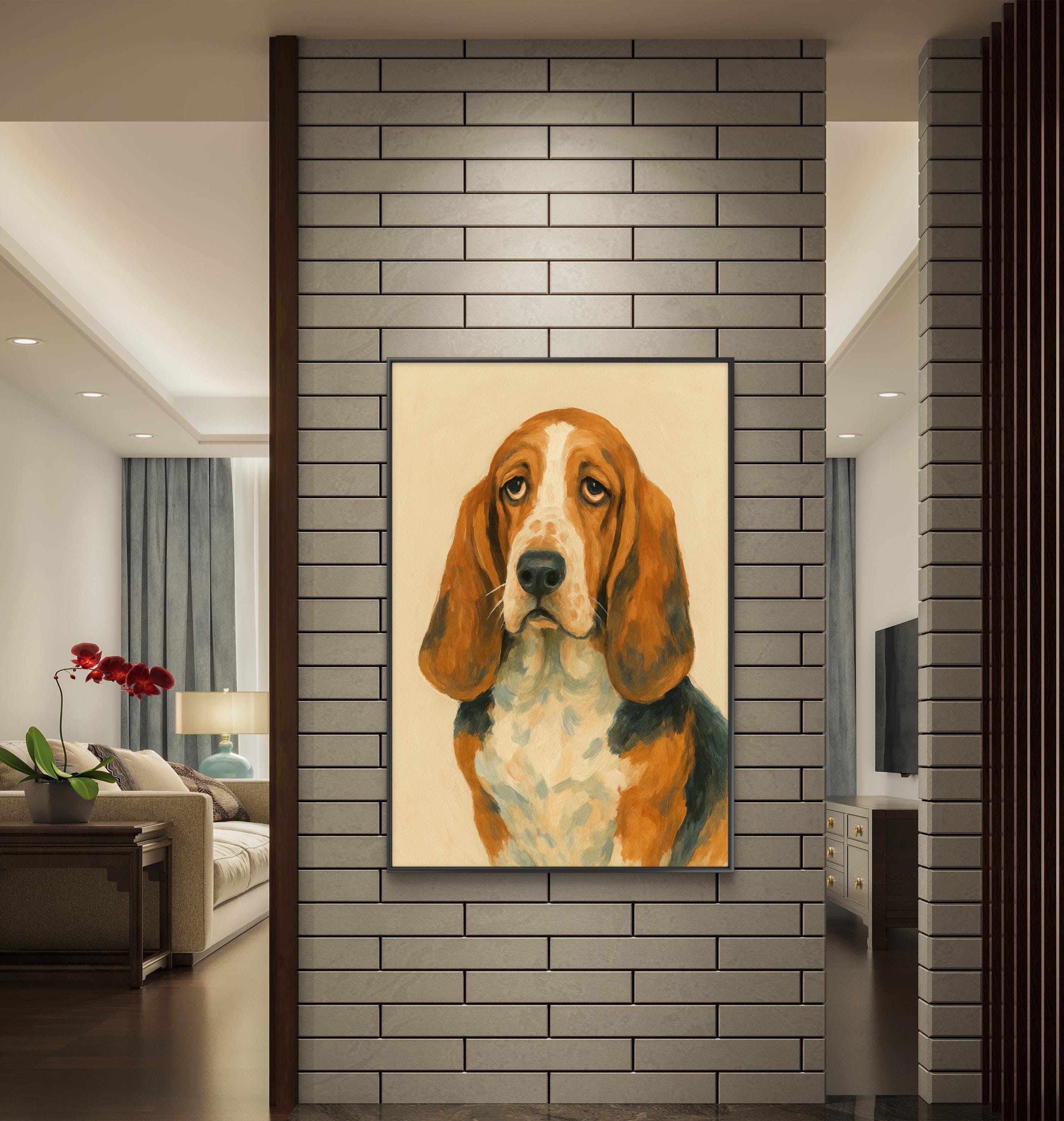 額入りバセットハウンドキャンバスアート、犬好きへのギフト - Etsy 日本