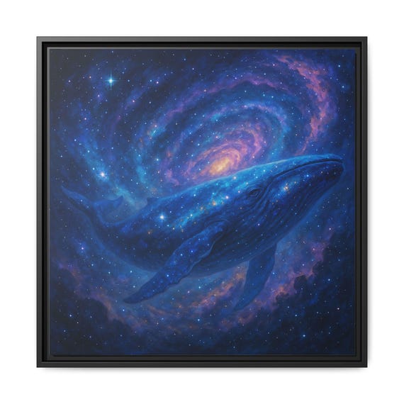 宇宙のクジラのキャンバスアート：海の銀河の額入りプリント - Etsy 日本