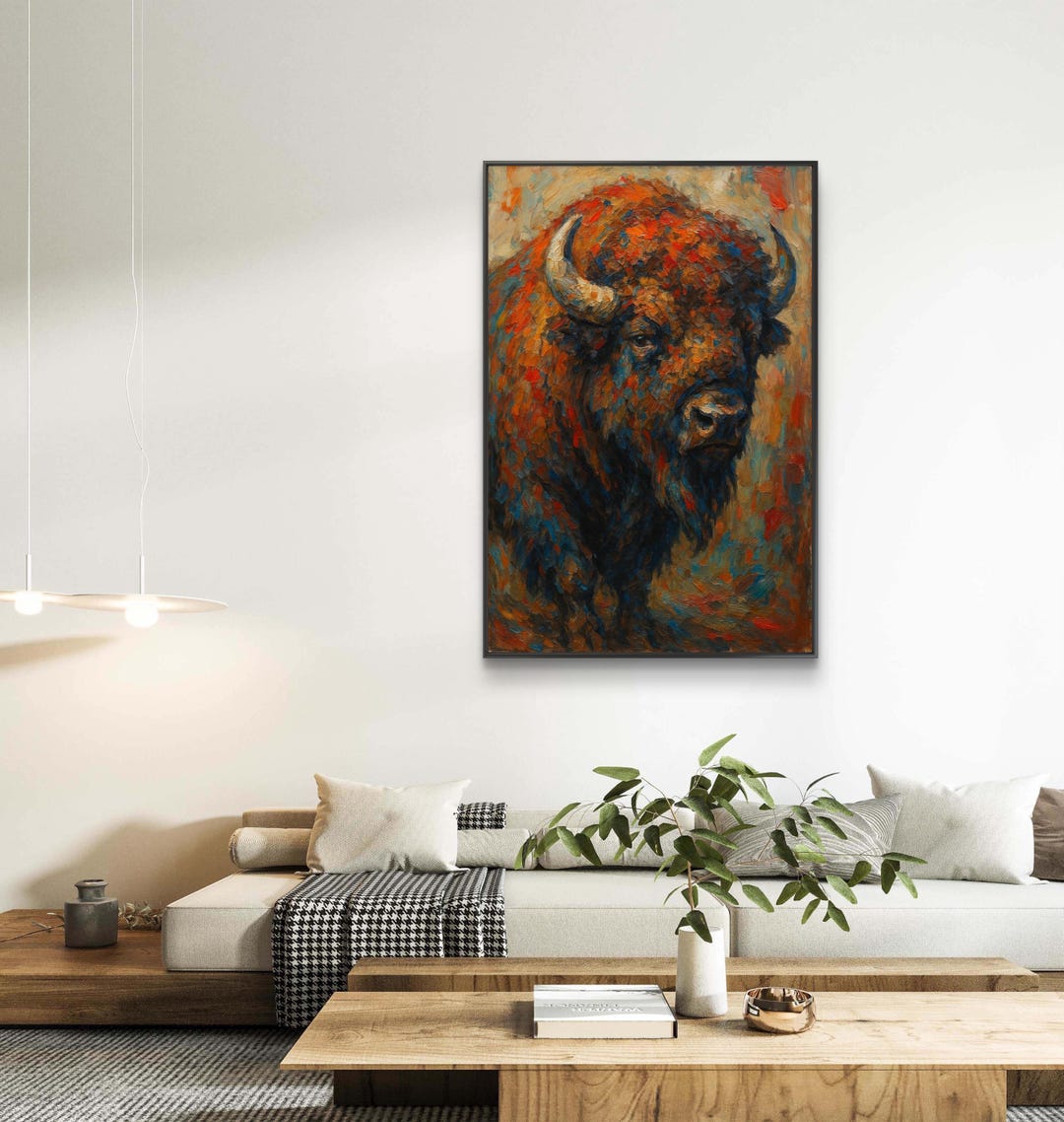 American Bison Framed Canvas Print: Rustic Home Decor - Etsy