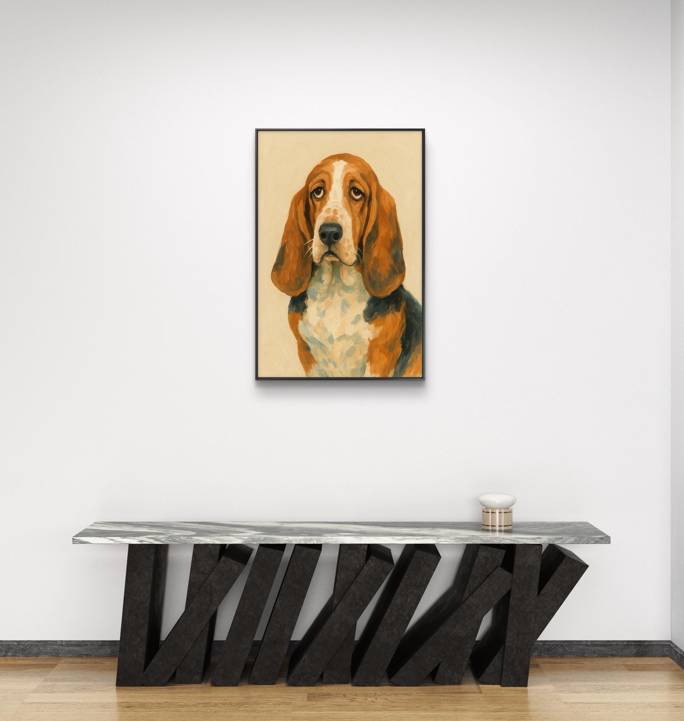 額入りバセットハウンドキャンバスアート、犬好きへのギフト - Etsy 日本