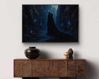 Hades God in Underworld Matte Canvas Framed