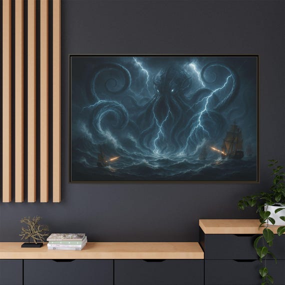 Octopus Kraken Canvas Art: Gothic Dark Fantasy Wall Decor - Etsy