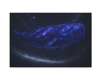 Cosmic Whale Canvas Print: Celestial Galaxy Wall Art