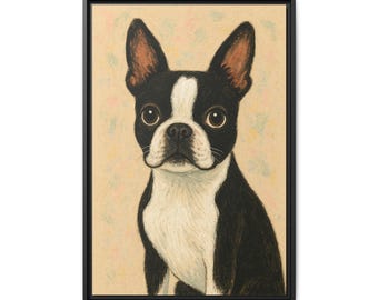 Boston Terrier Framed Art Print | Dog Portrait Wall Decor