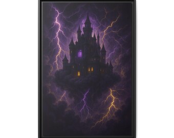 Gothic Castle Framed Canvas Print: Dark Fantasy Wall Art