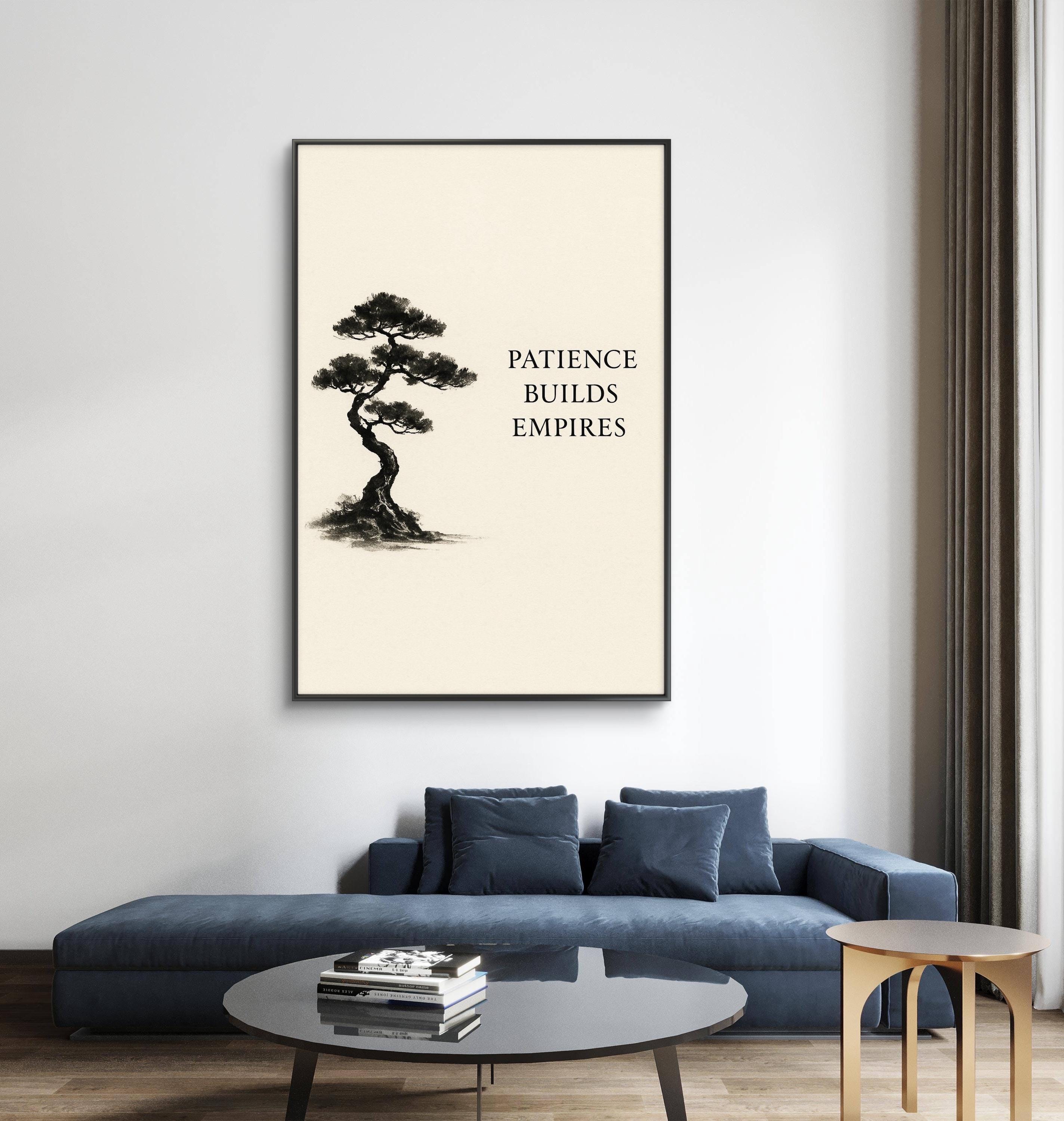 Zen Tree Canvas Print, Patience Builds Empires, Motivational Wall