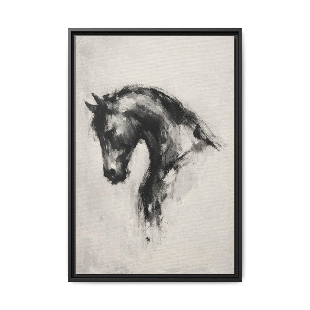 Abstract Black Horse Head Matte Canvas Framed | Equestrian Wall Art - Etsy
