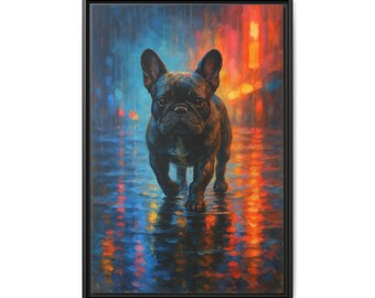 フレンチブルドッグのアートキャンバスプリント、ペットの壁飾り、犬