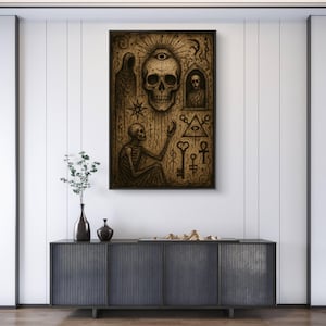 Occult Symbolism Skull Canvas Framed | Matte Multi-Color