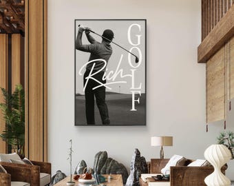 Framed Golf Art Print, Vintage Style Golf Decor