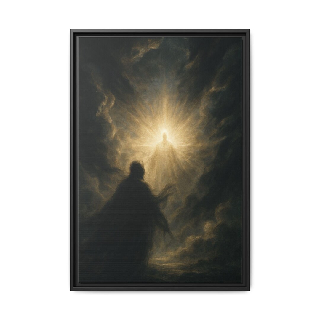 Radiant Figure in Clouds Matte Canvas Framed | Spiritual Wall Art - Etsy