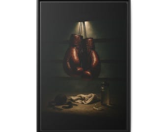 Lámina artística de guantes de boxeo vintage: decoración motivacional para el gimnasio