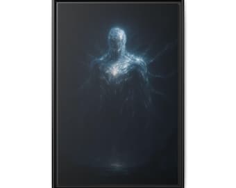 Framed Abstract Canvas Art Print: Modern Dark Theme Wall Decor