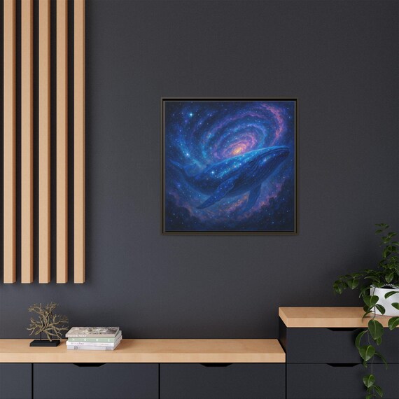 宇宙のクジラのキャンバスアート：海の銀河の額入りプリント - Etsy 日本